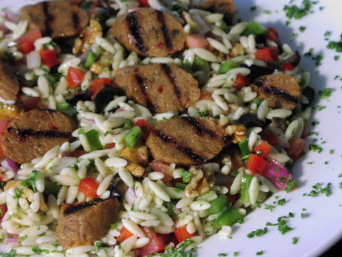 Orzo Pasta Salad with Italian Sausage