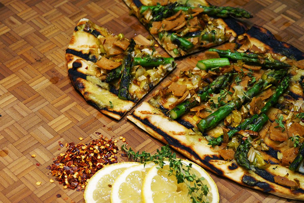Lentil Sage & Asparagus Grilled Pizza