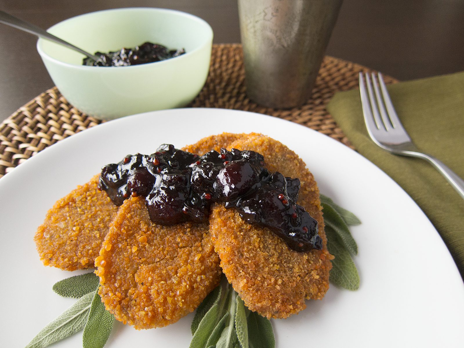Lentil-Crusted Cutlets with Cherry-Tamarind Chutney