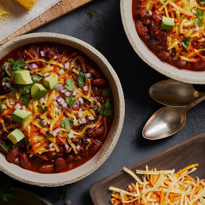 Spicy Chipotle Sausage Chili with Chao Mexican Style Shreds | Field Roast