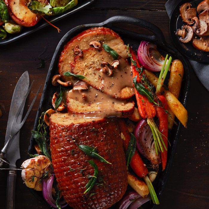 Celebration Roast with Gravy and Cumin Roasted Carrots Field Roast